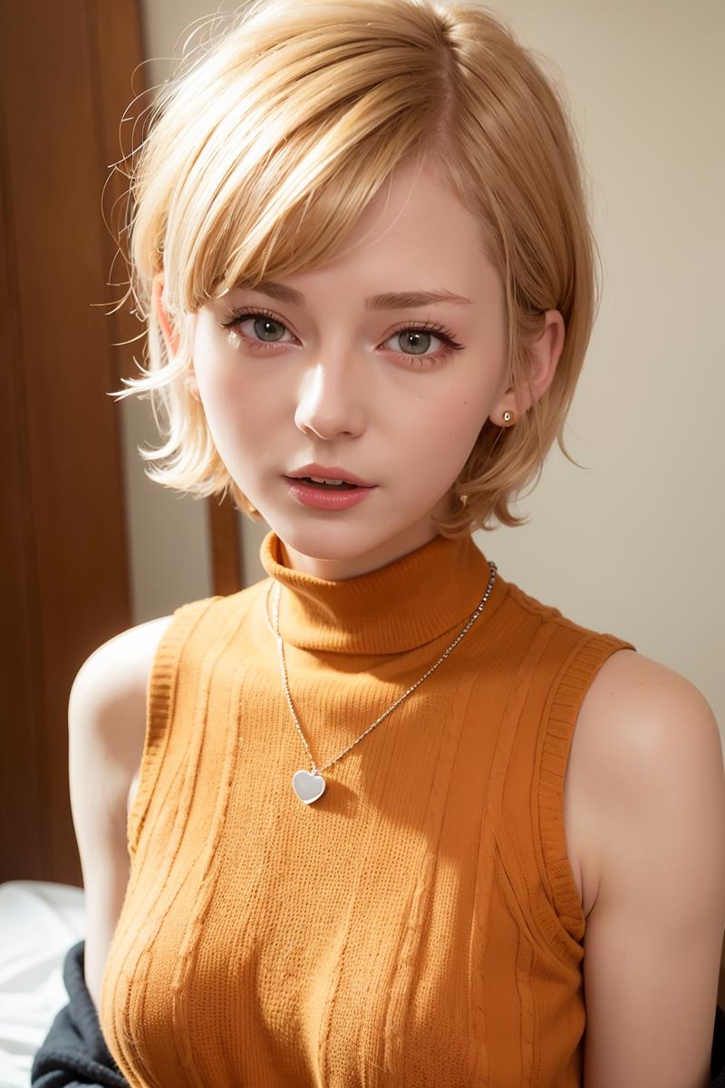 1671612808217-2288167673-photo of  25yo girl, short hair, (blond hair_1.2), wearing an orange sleeveless sweater, turtleneck, wearing a bird pendant_best.png